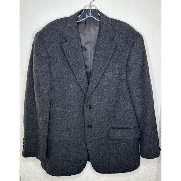 Stafford Wool Blazer Mens 40S Charcoal Gray Wool Jacket Sport Coat Casual Office - Picture 1 of 13